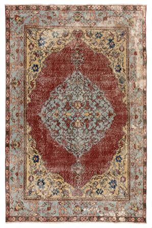 186x275 cm Madalyon Tasarımlı Eski El Düğümlü Uşak Halısı