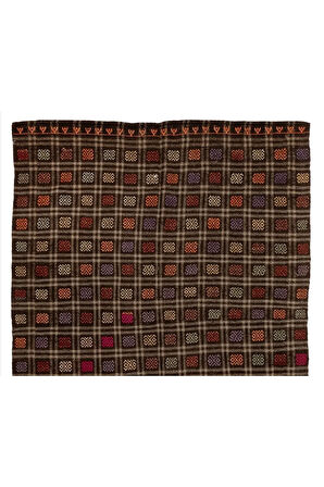 195x285 cm Çok Renkli Türünün Tek Örneği Eski Dekoratif El Dokuması Cicim Kilim. %100 Yün