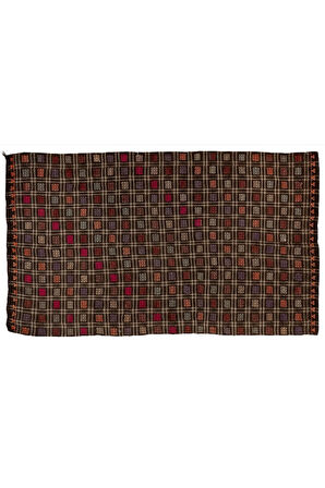 195x285 cm Çok Renkli Türünün Tek Örneği Eski Dekoratif El Dokuması Cicim Kilim. %100 Yün