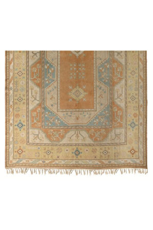 293x412 cm Eski Muğla Milas Halı, Yumuşak Toprak Renkleri, %100 Yün El Dokuma Halı