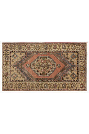 110x175 cm Kabile Stili ile Eski Oryantal Halı, El Yapımı Yün Halı