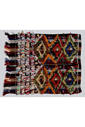 94x105 cm Çok Renkli El Dokuması Eski Kilim, Geleneksel Duvar Askısı