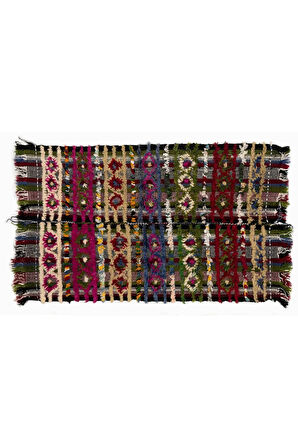 90x140 cm Çok Renkli Eski El Dokuması Türk Kilimi. Yatak, Zemin, Kanepe Örtüsü veya Duvar Askısı