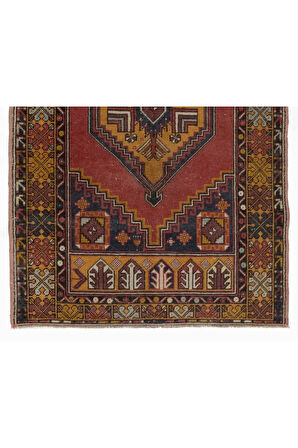 114x175 cm El Düğümlü Eski Oryantal Halı, Kabile Tarzı Yün Halı