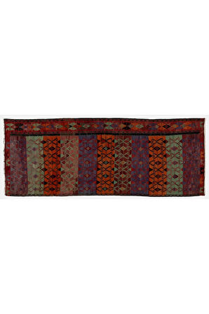 158x400 cm Nadir Bulunan Eski El Dokuması Kilim, Dekoratif Yolluk kilim, Çok Renkli