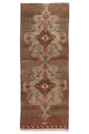 130x320 cm Benzersiz El Yapımı Eski Köy Yolluk Halı, Antre Hol Halı