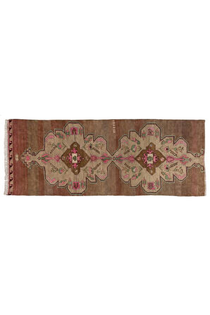 130x320 cm Benzersiz El Yapımı Eski Köy Yolluk Halı, Antre Hol Halı