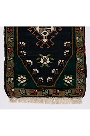 43x75 cm Eski El Yapımı Halı, Dekoratif Paspas Halı, Geleneksel Minder Örtüsü veya Koltuk Örtüsü