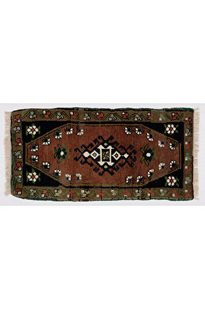 44x85 cm Eski El Dokuma Halı. (Yastık veya Koltuk Kılıfı, Halı Paspas)