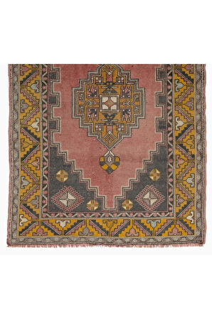 117x210 cm Madalyon Desenli Eski El Düğümlü Yünlü Halı