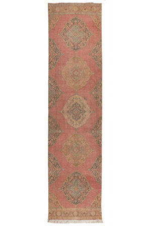 95x383 cm Geleneksel, Rustik, Kır Evi tarzı için Eski Oushak Runner Halısı