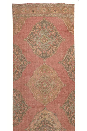 95x383 cm Geleneksel, Rustik, Kır Evi tarzı için Eski Oushak Runner Halısı