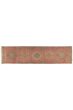 95x383 cm Geleneksel, Rustik, Kır Evi tarzı için Eski Oushak Runner Halısı