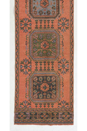 84x354 cm Eski El Yapımı Anadolu Yolluk Halısı. Benzersiz Koridor Halısı