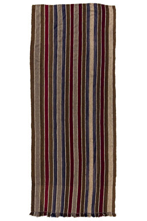 166x400 cm Çizgili El Dokuması Yolluk Kilim, Mutfak Dekoru için Düz Dokuma Kilim