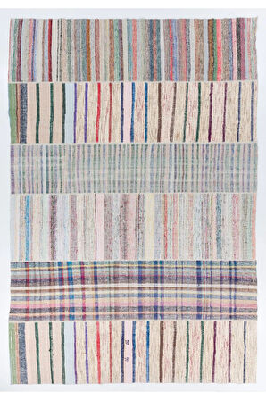 370x534 cm Eski Pamuklu Kilim, Düz Dokuma Çaput. Özel Seçenekler Mevcuttur