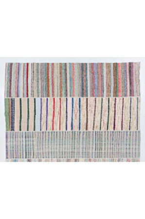 370x534 cm Eski Pamuklu Kilim, Düz Dokuma Çaput. Özel Seçenekler Mevcuttur