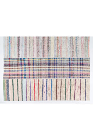 370x534 cm Eski Pamuklu Kilim, Düz Dokuma Çaput. Özel Seçenekler Mevcuttur