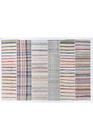 370x534 cm Eski Pamuklu Kilim, Düz Dokuma Çaput. Özel Seçenekler Mevcuttur