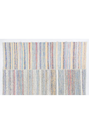 348x440 cm Yumuşak Renklerde Büyük Kilim, Ölçü Ayarlanabilir, Pamuklu Çaput
