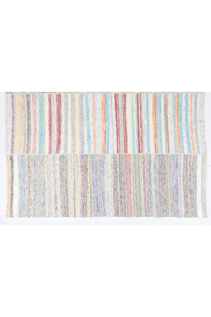 348x440 cm Yumuşak Renklerde Büyük Kilim, Ölçü Ayarlanabilir, Pamuklu Çaput