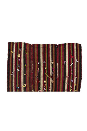 122x140 cm Çok Renkli El Dokuması Eski Kilim. Düz Dokuma Halı veya Duvar Askısı