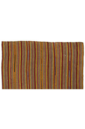 188x217 cm Çizgi Desenli Eski Kilim, Rustik Düz Dokuma Kilim