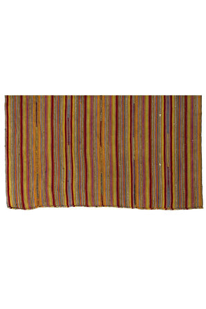 188x217 cm Çizgi Desenli Eski Kilim, Rustik Düz Dokuma Kilim