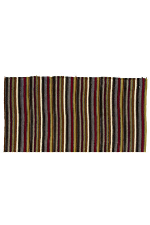 168x178 cm Eski El Dokuması Kilim, Benzersiz Düz Dokuma Çok Renkli ve Çizgi Desenli Kilim