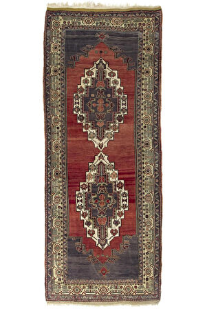 159x382 cm El yapımı Eski Alan Halısı. Türünün Tek örneği Oryantal Halı