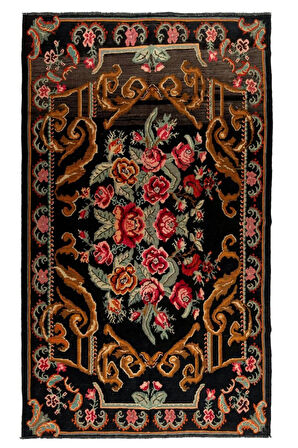 169x283 cm Türünün Tek Örneği Eski Duvar Askısı, Çiçekli Kilim, El Dokuma Moldova Kilimi, %100 Yün
