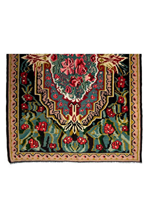 200x318 cm Türünün Tek Örneği Eski Duvar Askısı, Çiçekli Kilim, El Dokuma Moldova Kilimi, %100 Yün