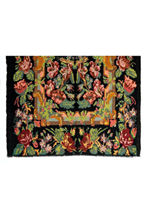 201x293 cm Türünün Tek Örneği Eski Duvar Askısı, Çiçekli Kilim, El Dokuma Moldova Kilimi, %100 Yün