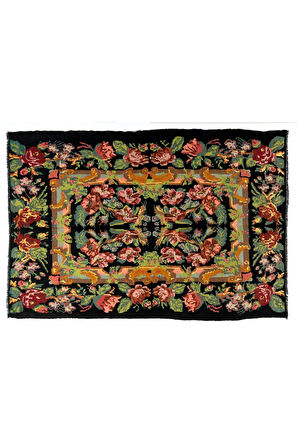 201x293 cm Türünün Tek Örneği Eski Duvar Askısı, Çiçekli Kilim, El Dokuma Moldova Kilimi, %100 Yün