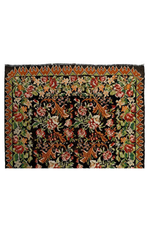 208x295 cm Türünün Tek Örneği Eski Duvar Askısı, Çiçekli Kilim, El Dokuma Moldova Kilimi, %100 Yün