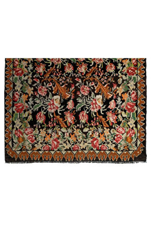 208x295 cm Türünün Tek Örneği Eski Duvar Askısı, Çiçekli Kilim, El Dokuma Moldova Kilimi, %100 Yün