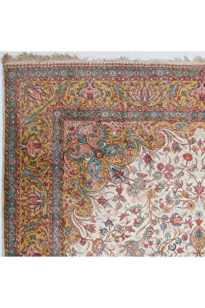 220x335 Cm 100% Ipek Eski Muhteşem El Yapımı Kayseri Halısı