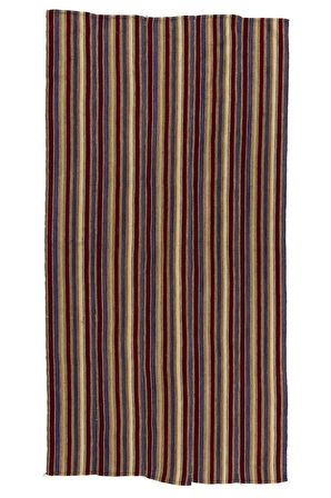 136x263 cm Çizgili Eski Kilim, Düz Dokuma Dekoratif Halı