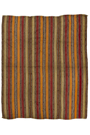 184x217 cm Eski Türk Kilimi, Çizgi Desenli Düz Dokuma Kilim