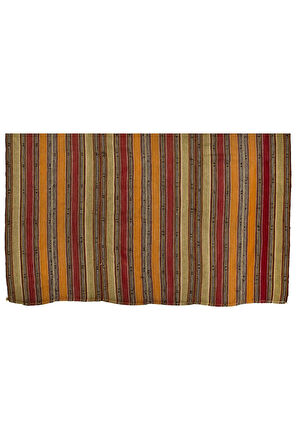 184x217 cm Eski Türk Kilimi, Çizgi Desenli Düz Dokuma Kilim