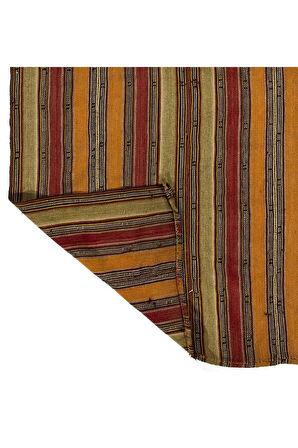 184x217 cm Eski Türk Kilimi, Çizgi Desenli Düz Dokuma Kilim