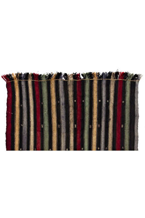 160x185 cm Çizgili Eski El Yapımı Türk Kilim, Geleneksel Düz Dokuma Kilim