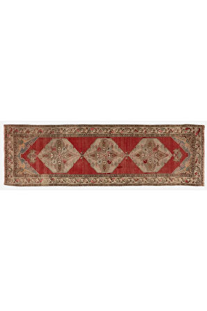 100x310 cm Antika El Yapımı Türk Oushak Runner.   Türünün tek örneği Yün Halı.
