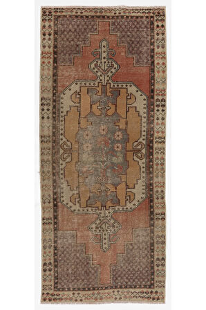 102x255 cm Türünün tek örneği, el yapımı, eski Anadolu kabile halısı, 1950 civarı