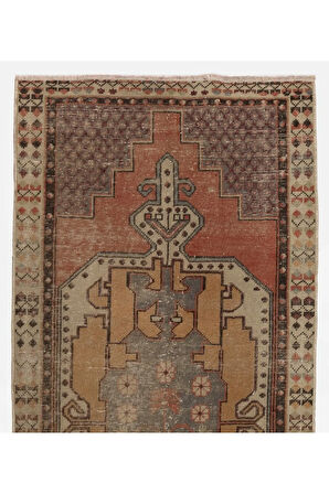 102x255 cm Türünün tek örneği, el yapımı, eski Anadolu kabile halısı, 1950 civarı