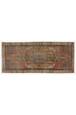 102x255 cm Türünün tek örneği, el yapımı, eski Anadolu kabile halısı, 1950 civarı