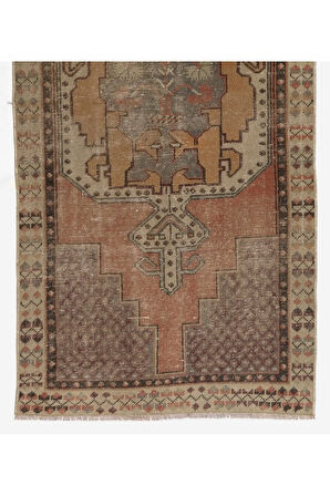 102x255 cm Türünün tek örneği, el yapımı, eski Anadolu kabile halısı, 1950 civarı