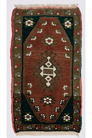 43x78 cm Eski El Yapımı Halı, Dekoratif Paspas Halı, Minder Örtüsü