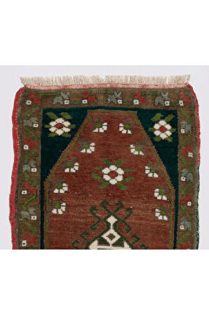 43x78 cm Eski El Yapımı Halı, Dekoratif Paspas Halı, Minder Örtüsü