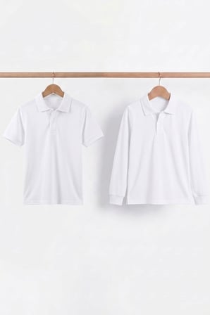 Unisex Çocuk Uzun ve Kısa Kollu Polo Yaka Okul Tişörtü 2'li Set